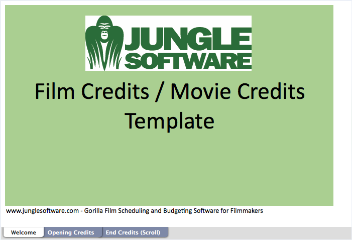 film credits excel template
