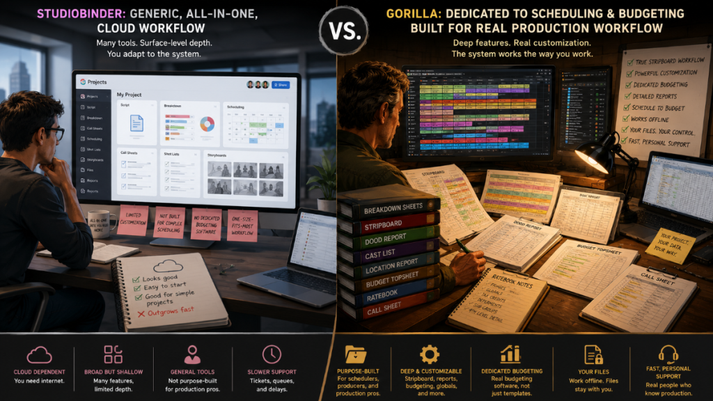 Cloud film scheduling vs. desktop film scheduling and budgeting