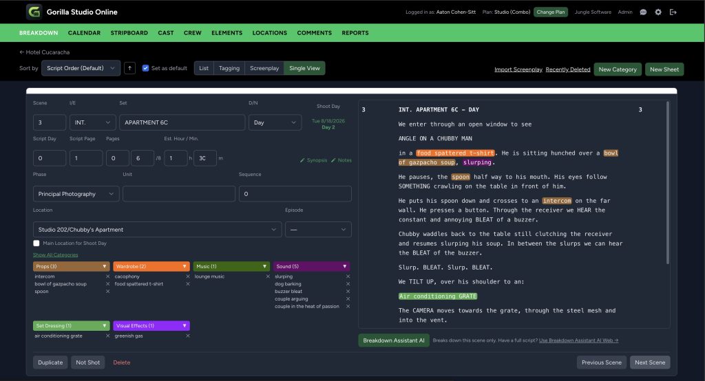 Gorilla Scheduling Online Breakdown Sheet