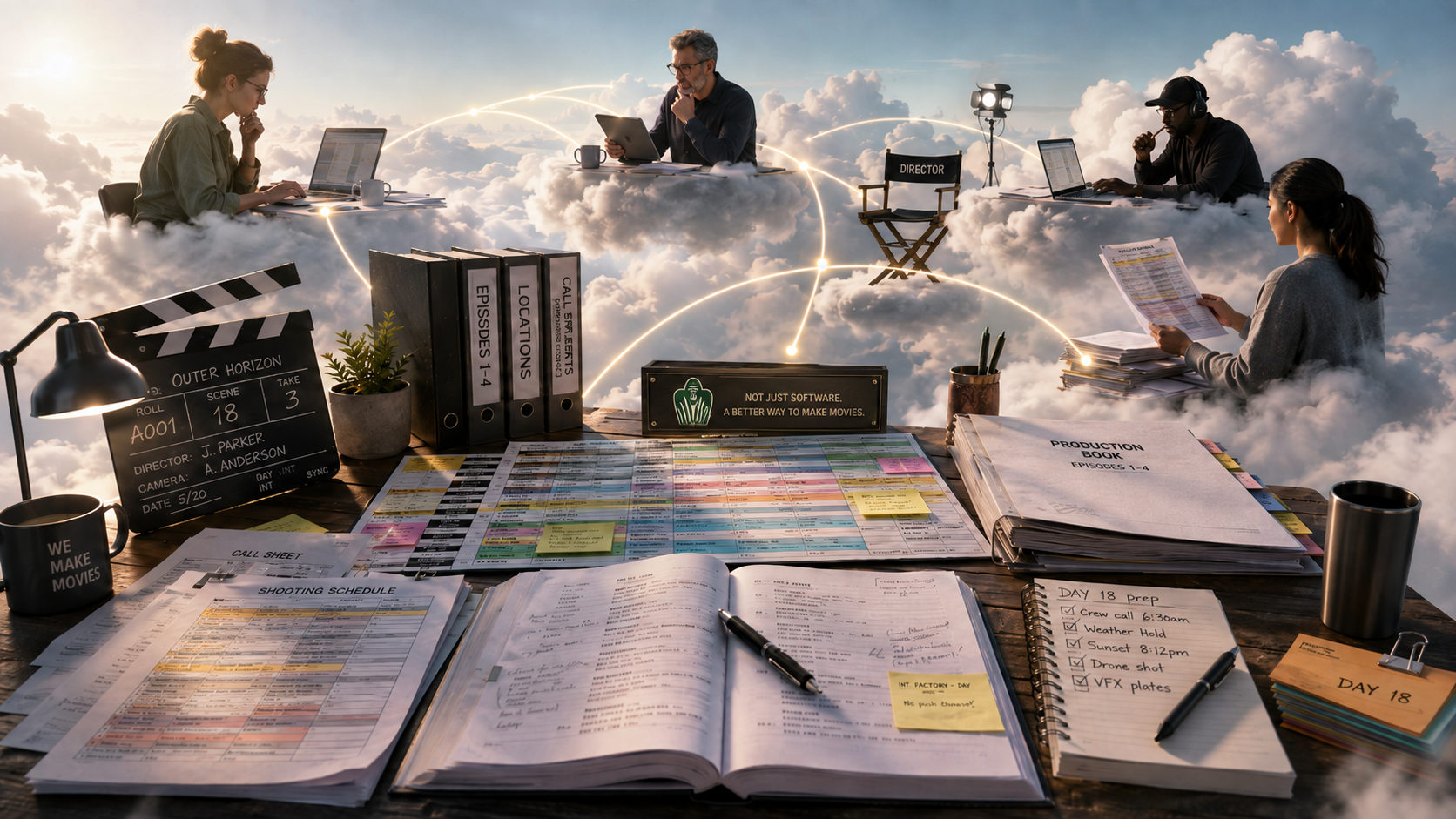 Filmmakers collaborating with Jungle Software online